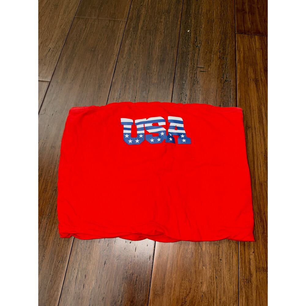 Mighty Fine USA Graphic Tube Top Large red white blue